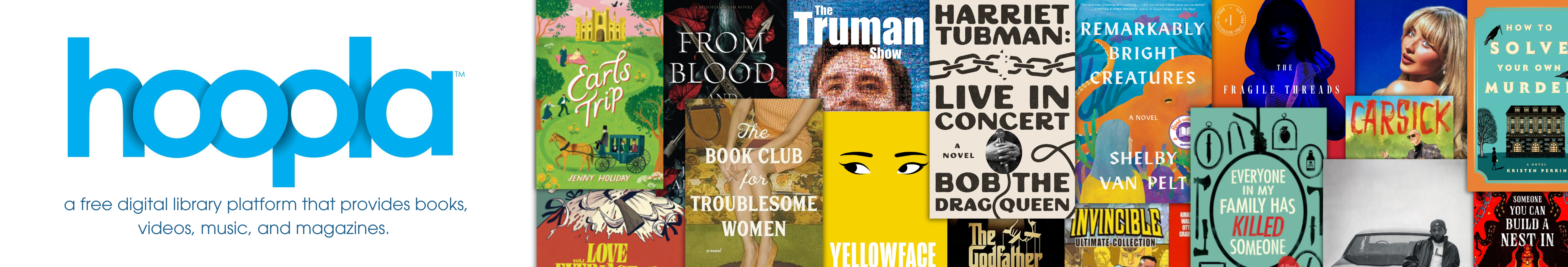 Hoopla is a free digital library platform that provides books, videos, music, and magazines.