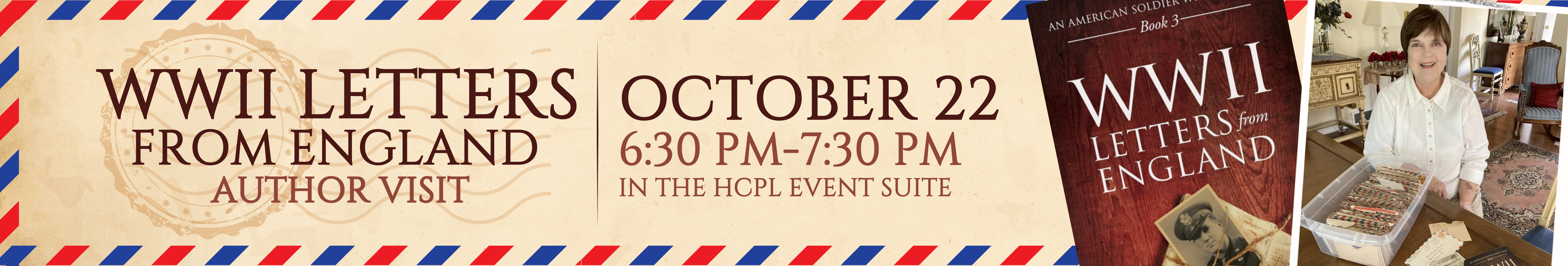 A link to an author visit with local author, Susie Thurman, about her new book WWII Letters from England