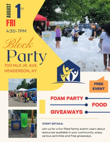 Block Party is on Friday August 1st from 4:30-7pm located at 700 MLK Jr. Ave. This is a free event with a foam party, games, food, and giveaways. Join us for a fun filled family event! Learn about resources available in your community.