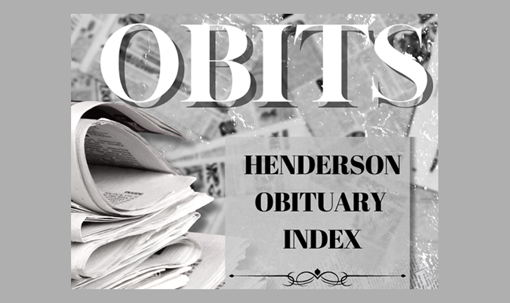 Obits: Henderson Obituary Index linked image showing a stack of newspapers